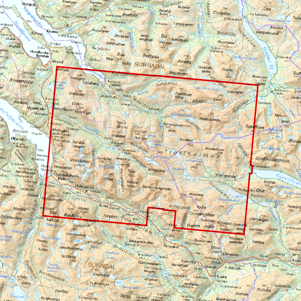 Sunndal Map | Calazo High Mountain Map Sunndal & Innerdalen | Backcountry Books