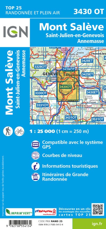 IGN 3430 OT Mont Saleve, Saint-Julien-en-Genevois, Annemasse | Backcountry Books