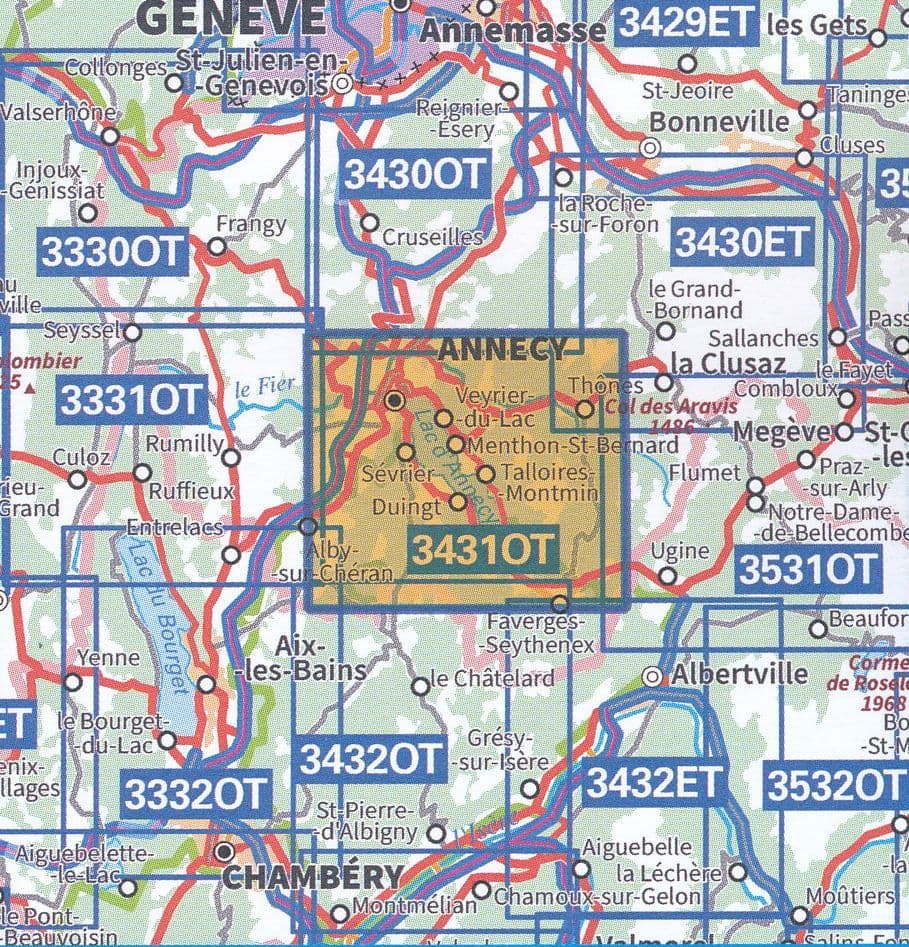 IGN 3431 OT Lac d'Annecy Map Backcountry Books