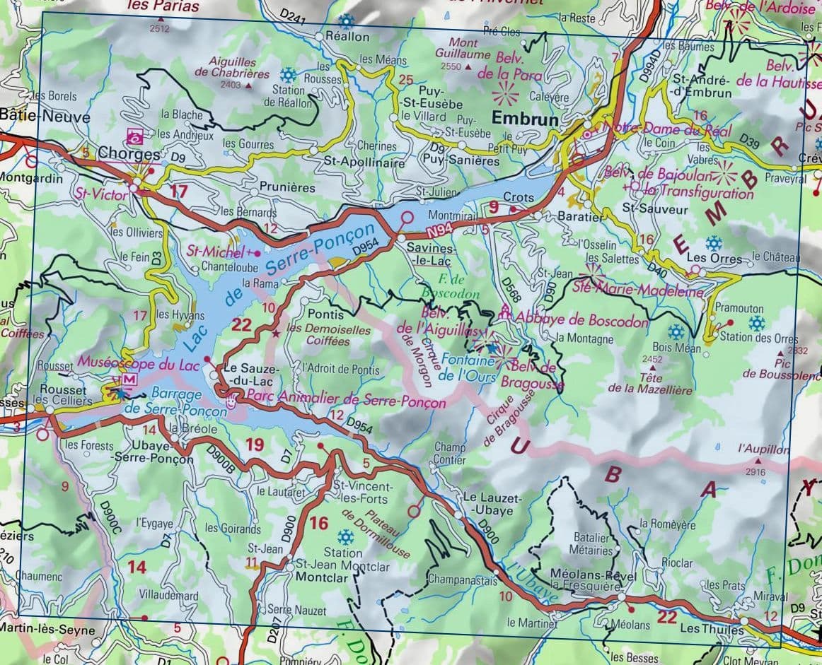 IGN 3438 ET Embrun, Les Orres, Lac de Serre-Poncon