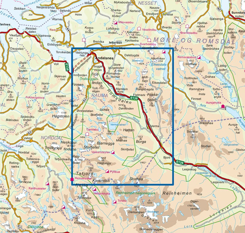 Romsdalen Map | Nordeca Turkart Romsdalsfjella Sor South Map | Backcountry Books