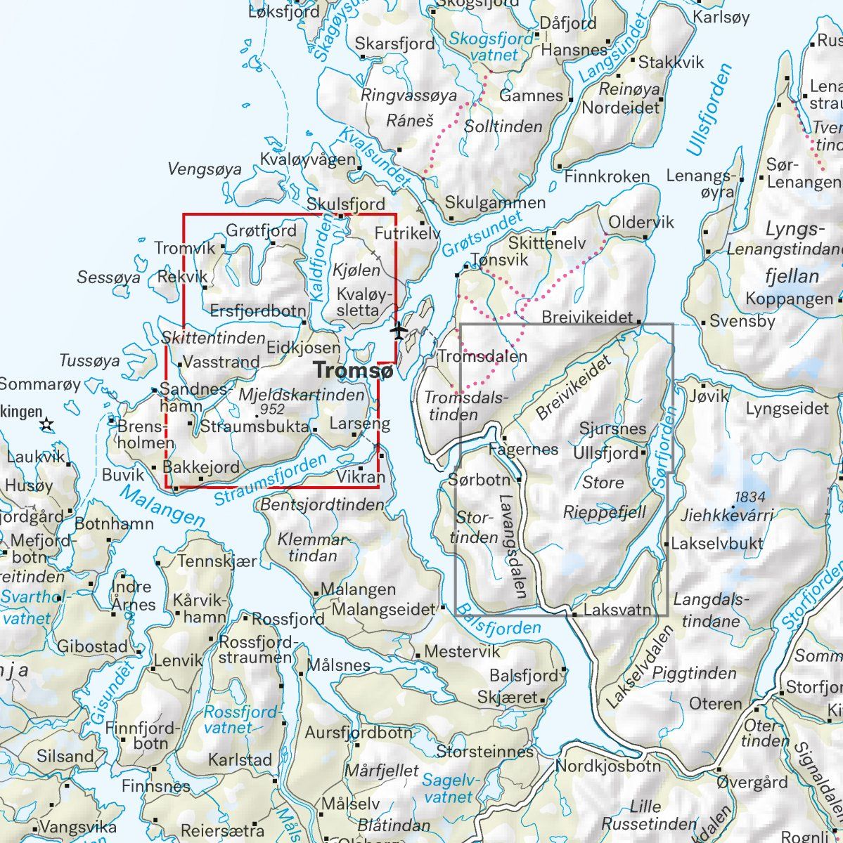 Tromso Kvaloya High Mountain Ski Touring Map Calazo | Backcountry Books