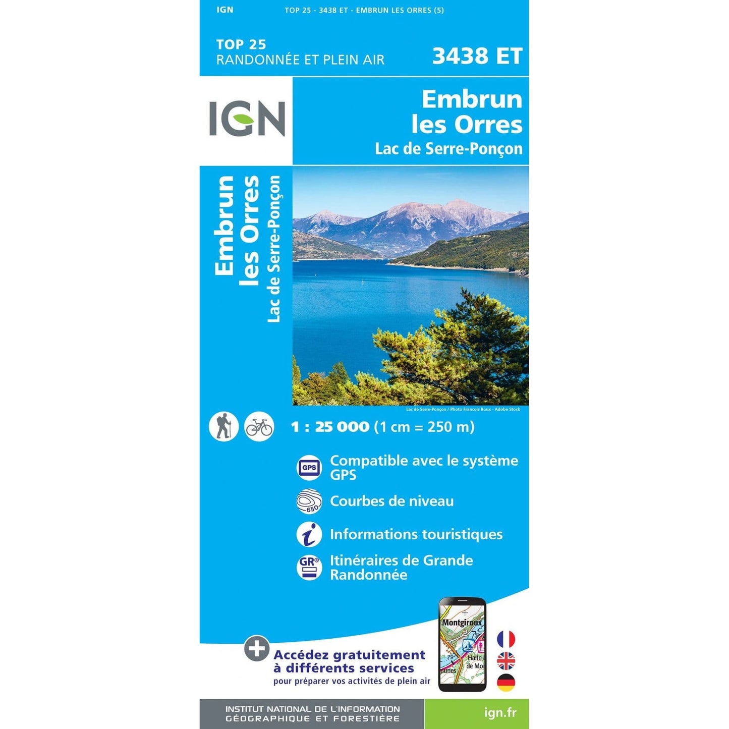 IGN 3438 ET Embrun, Les Orres, Lac de Serre-Poncon