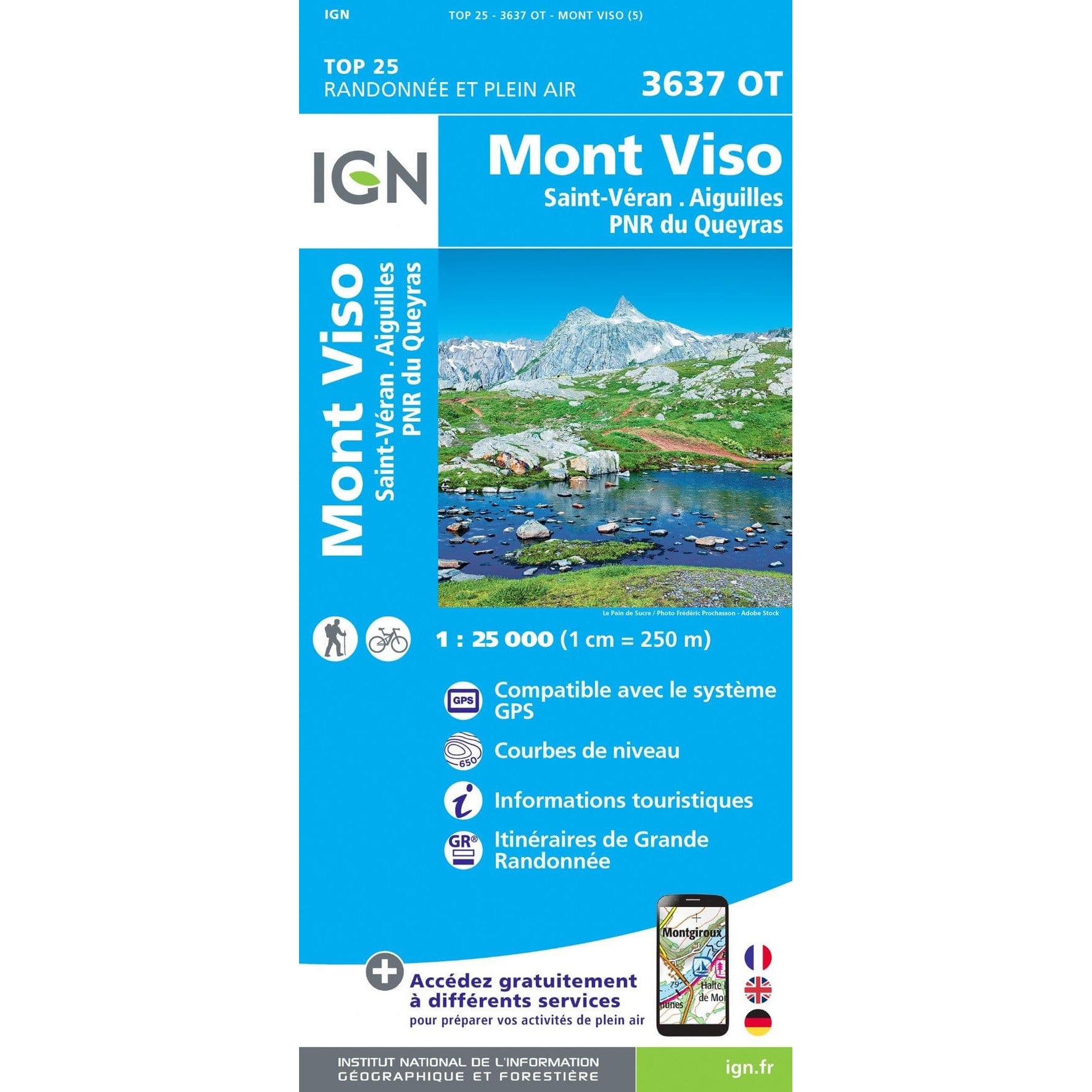 IGN 3637 OT Mont Viso, Sain-Veran, Aiguilles, PNR du Queryas | Backcountry Books
