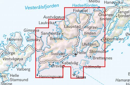 Lofoten Map Calazo Austvagoya and Svolvaer High Mountain Map | Backcountry Books