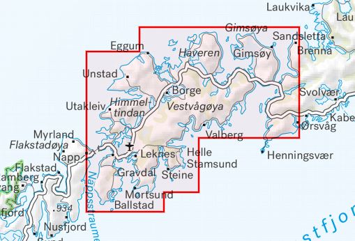 Lofoten Map Calazon Vestvagoya and Leknes High Mountain Map | Backcountry Books