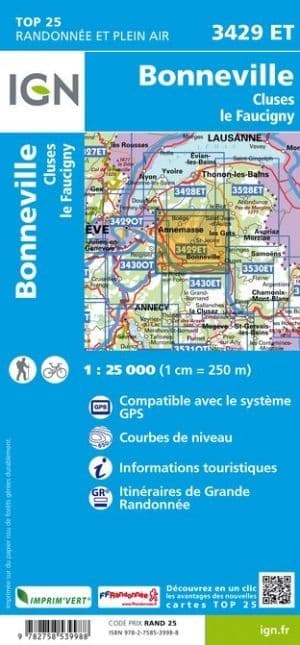 IGN 3429 ET Bonneville / Cluses / le Faucigny Map | Backcountry Books