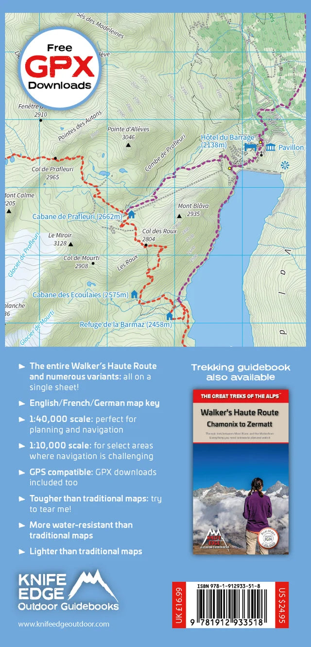 Walker's Haute Route Trekking Map: Chamonix to Zermatt