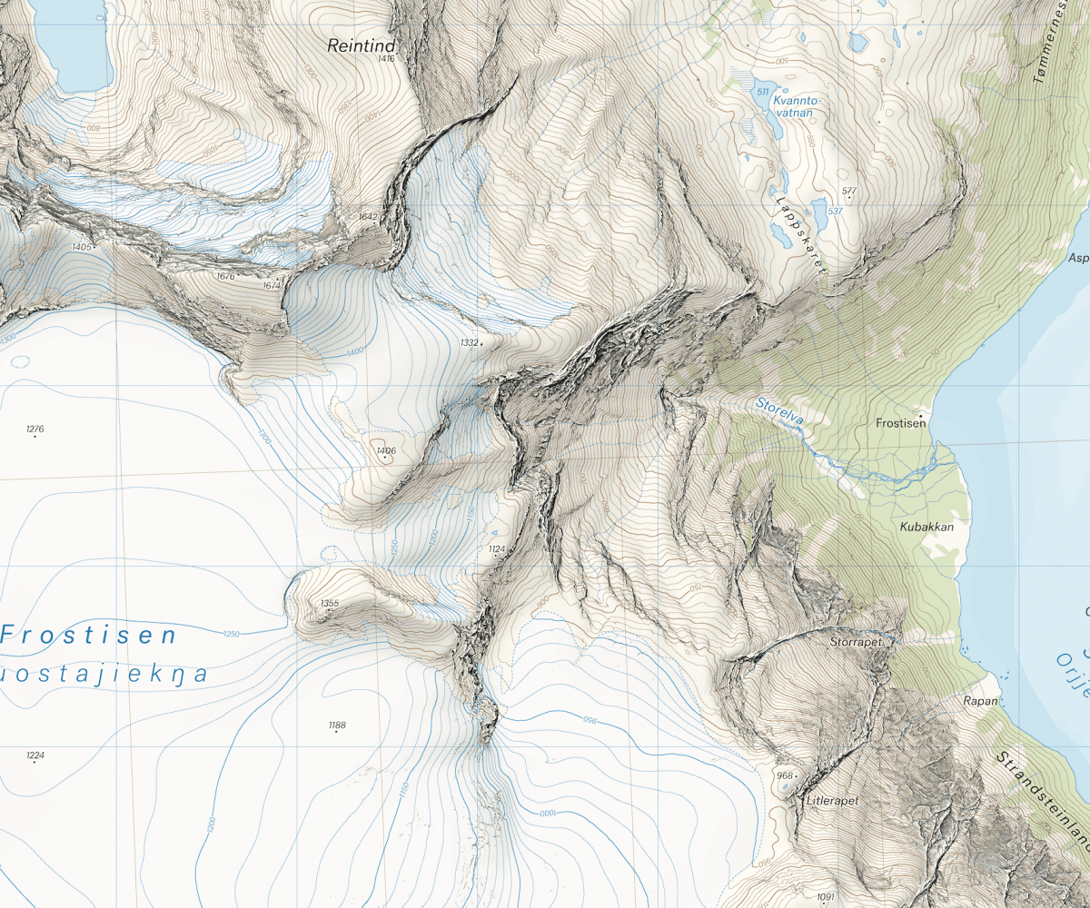 Narvik Map | Calazo High Mountain Map Narvik: Frostisen & Nuorjjovarri | Backcountry Books