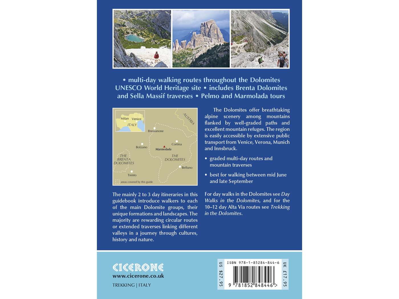 Walking in the Dolomites : 25 multi-day routes in Italy's Dolomites | Backcountry Books