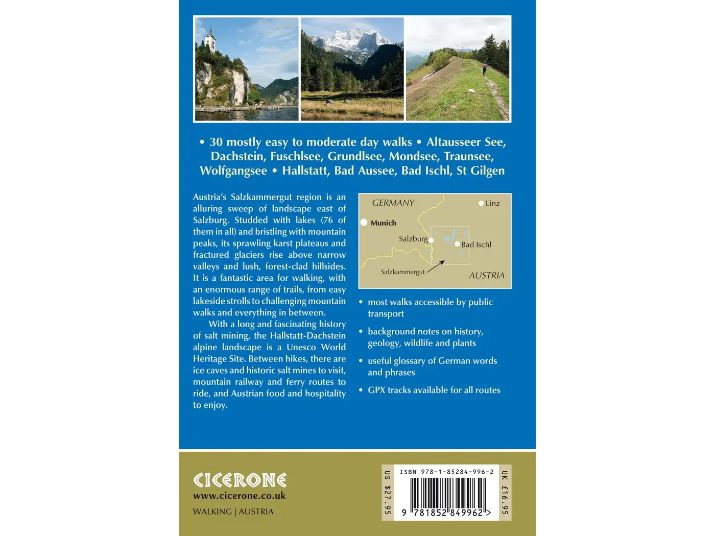 Walking in the Salzkammergut: the Austrian Lake District 30 walks in Salzburg's lakes and mountains, including the Dachstein | Backcountry Books