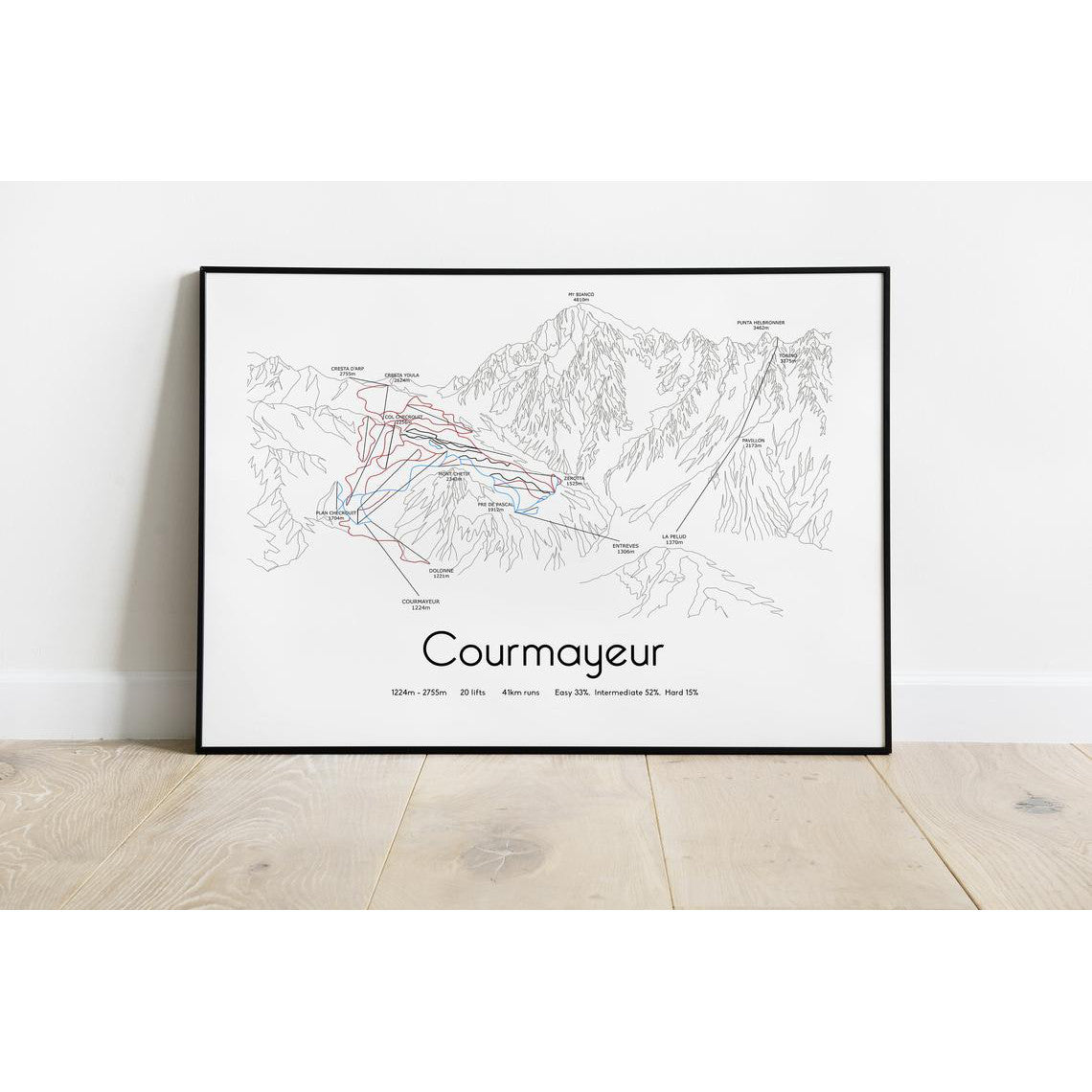Courmayeur Piste Map Wall Print Poster | Backcountry Books