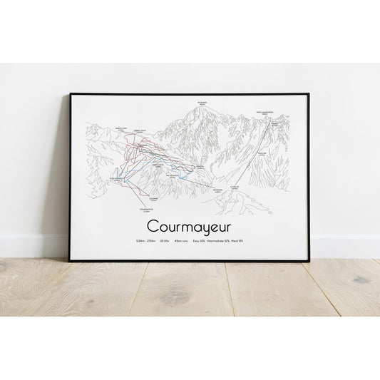 Courmayeur Piste Map Wall Print Poster | Backcountry Books