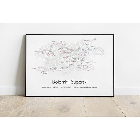 Dolomiti Superski Piste Map Wall Print Dolomites | Backcountry Books