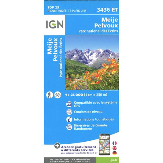 Ecrins Map IGN 3436 OT Meije, Pelvoux, Parc National des Ecrins | Backcountry books