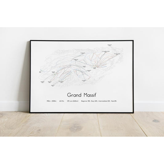 Grand Massif Piste Map Wall Print | Backcountry Books