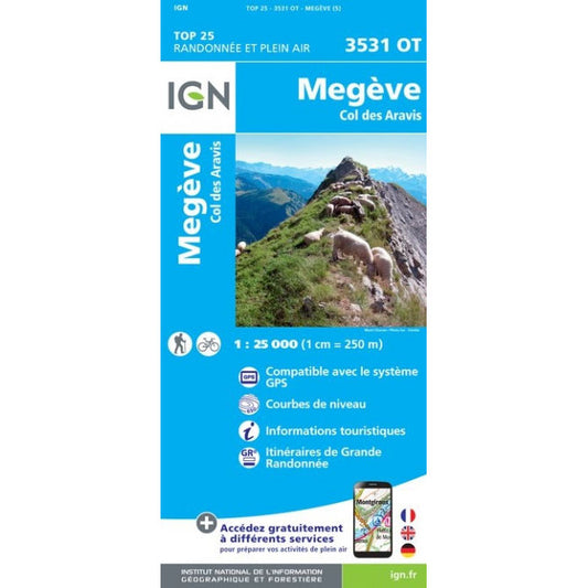 IGN Megeve - Col des Aravis 3531 OT Map | Backcountry Books