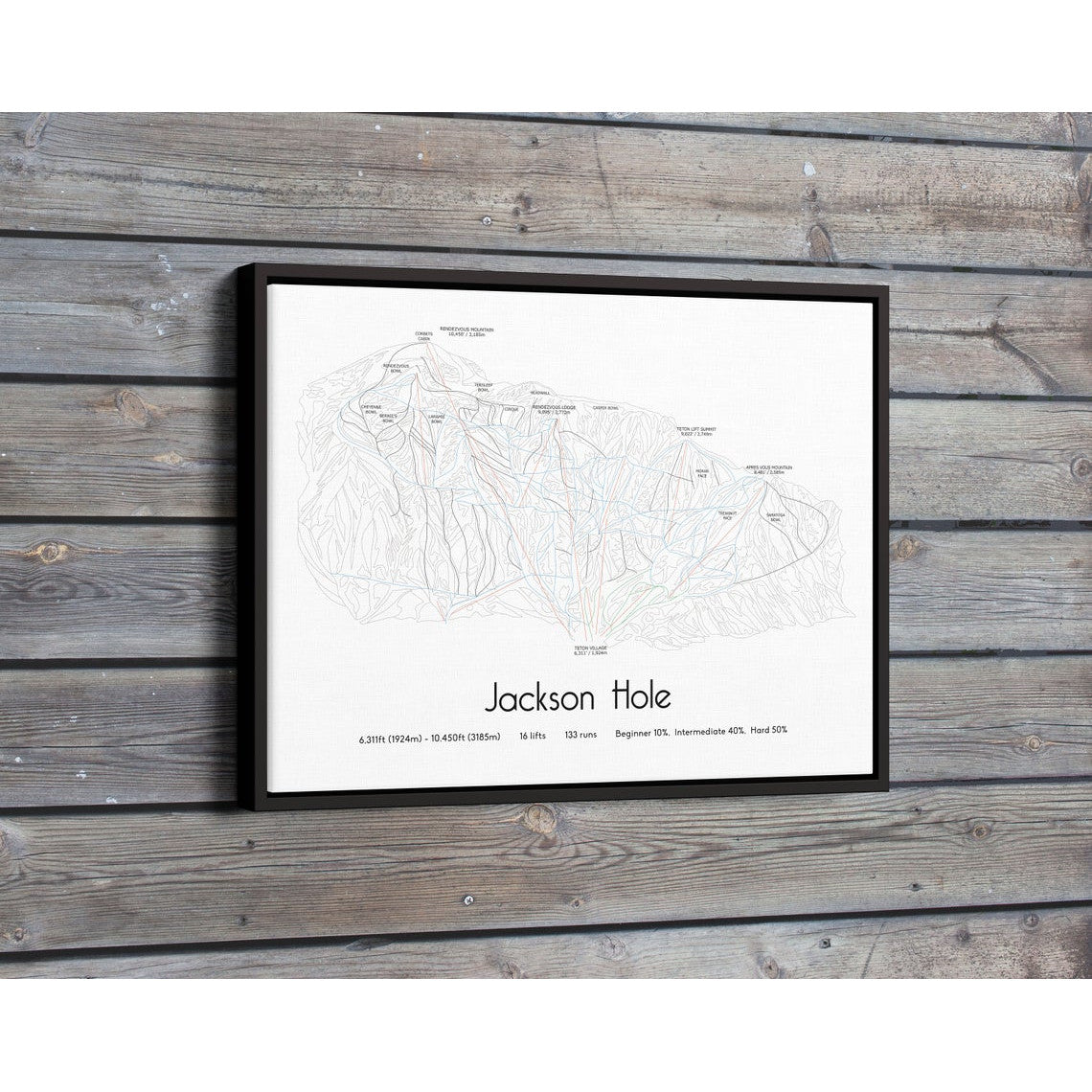 Jackson Hole Piste Map Wall Print Poster | Backcountry Books | Bluebell and Moss