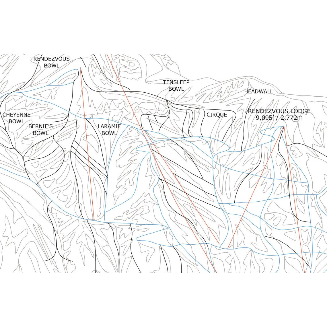 Jackson Hole Piste Map Wall Print Poster | Backcountry Books | Bluebell and Moss