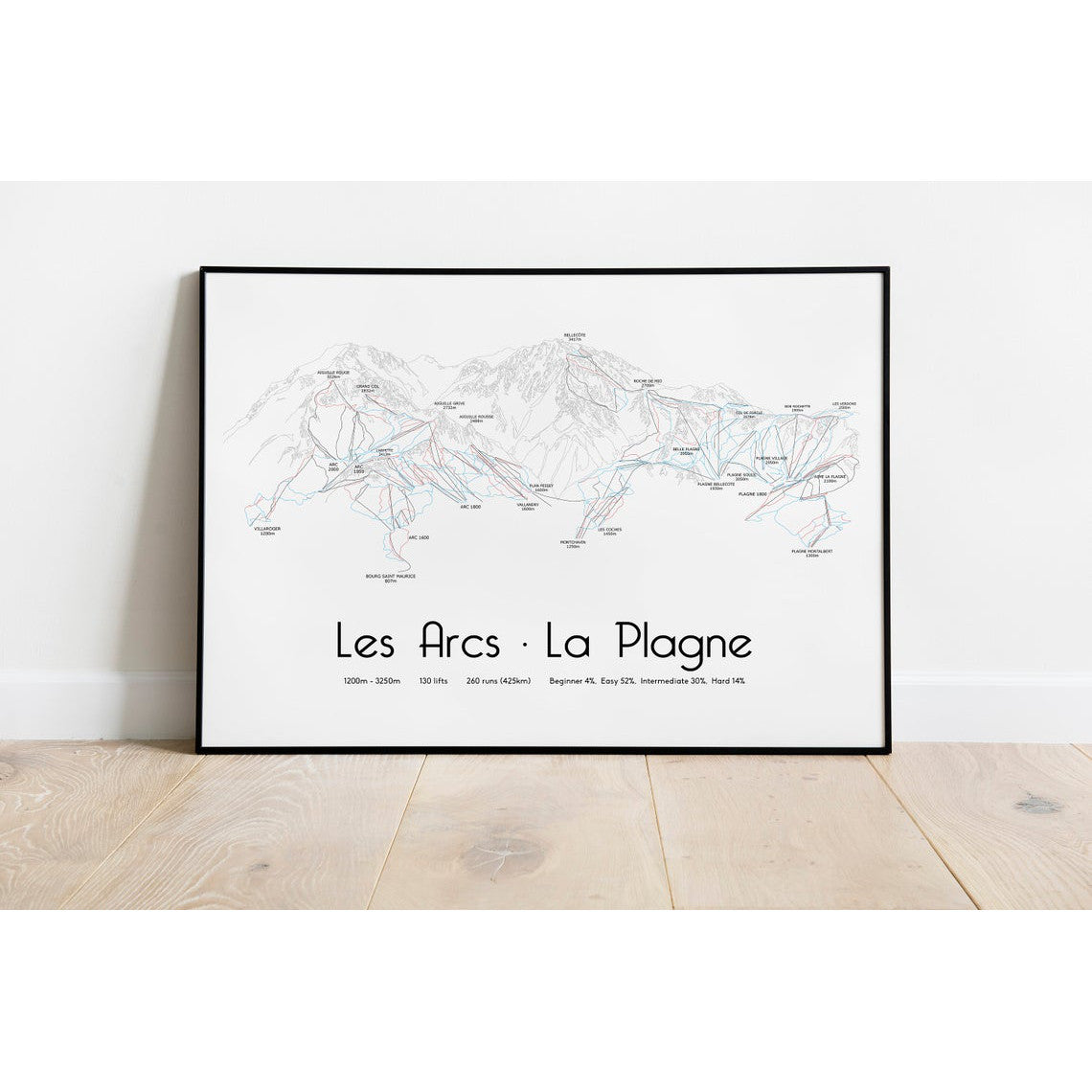 Les Arcs La Plagne Paradiski Piste Map Wall Print | Backcountry Books