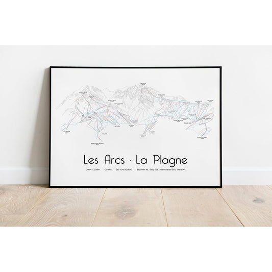Les Arcs La Plagne Paradiski Piste Map Wall Print | Backcountry Books