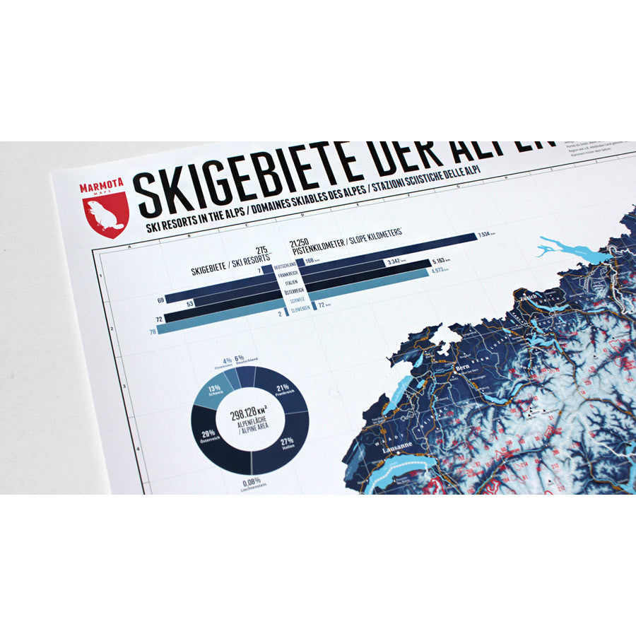 Marmota Maps Alps Ski Resorts Wall Map | Backcountry Books