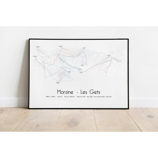 Morzine Les Gets Piste Map Wall Print Poster