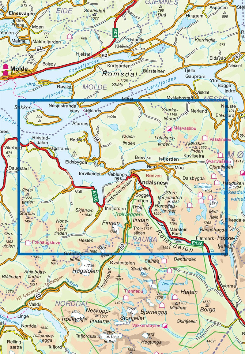 Romsdalen Map | Nordeca Turkart Romsdalsfjella Nord North Map | Backcountry Books