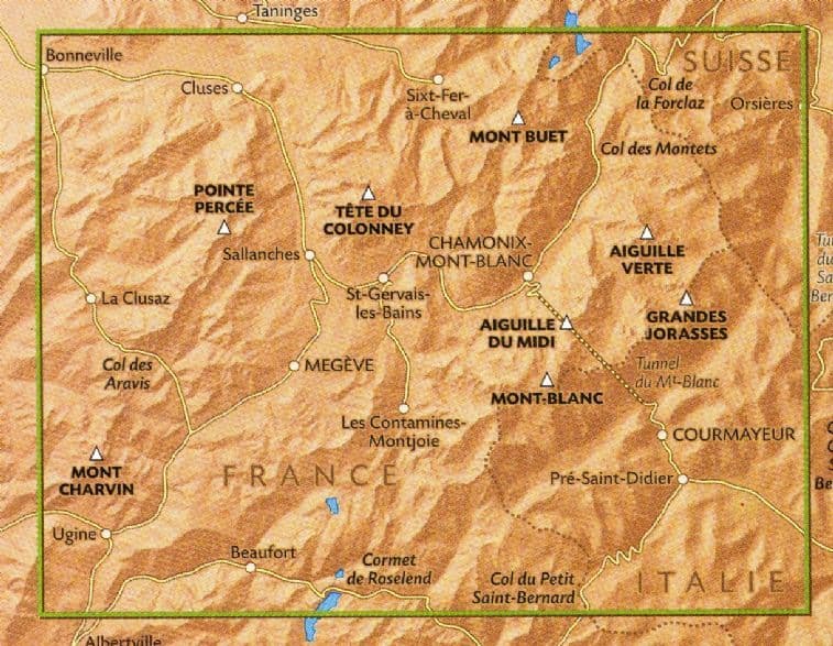 Pays du Mont Blanc Hiking Map | Chamonix, Aravis, Courmayeur