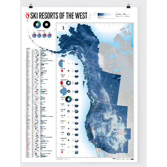 Ski Resorts of North America, U.S.A and Canada Wall Map | Backcountry Books