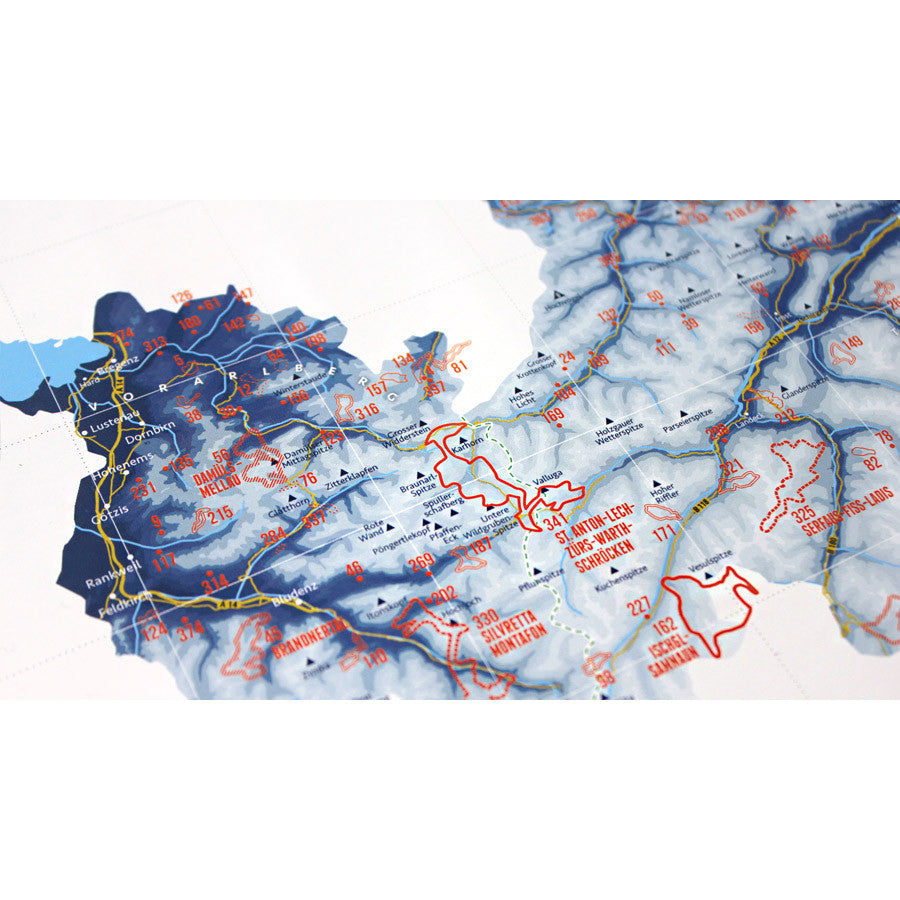 Ski Resorts of Austria Wall Map | Backcountry Books | Marmota Maps